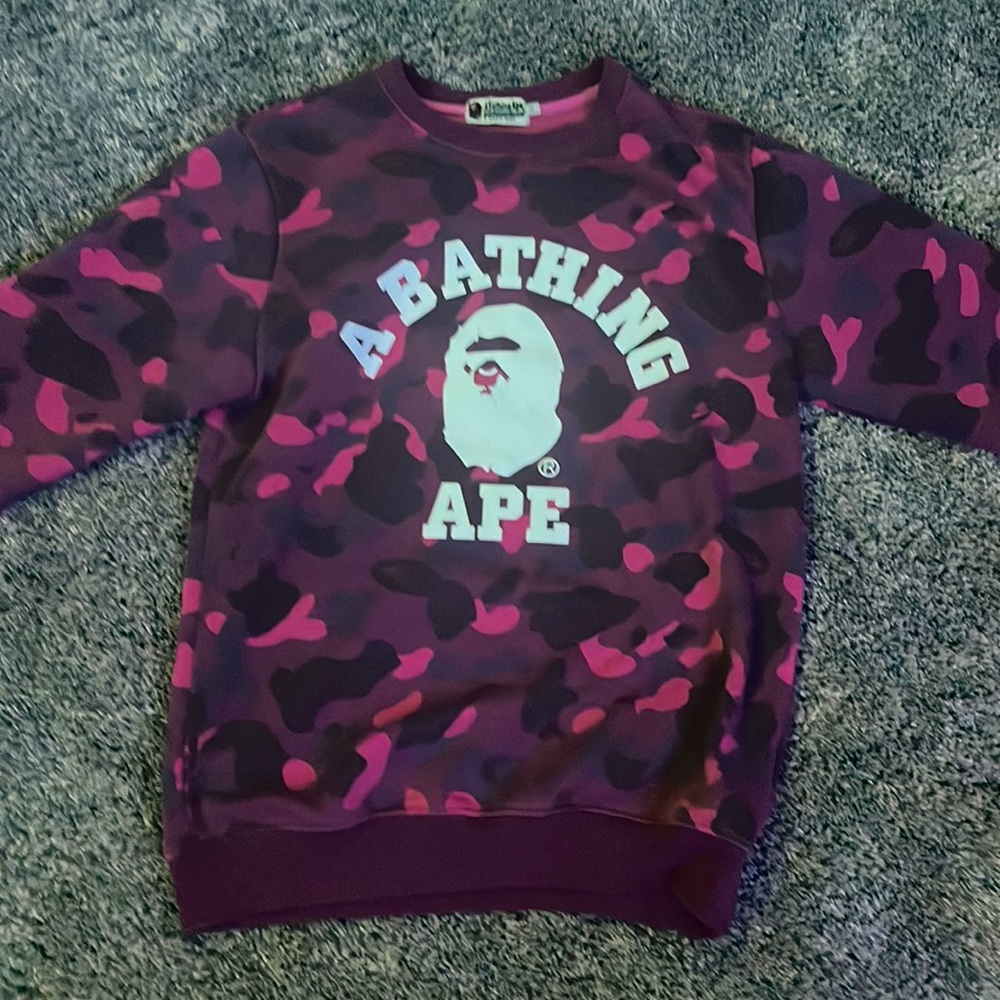 It’s a purple and black camp print bape hoodie going for 380